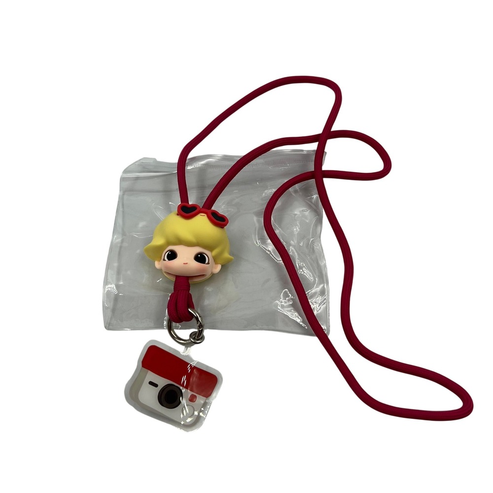 POP MART DIMOO World Love Story Pink Lanyard Card Holder Figure Charm Set